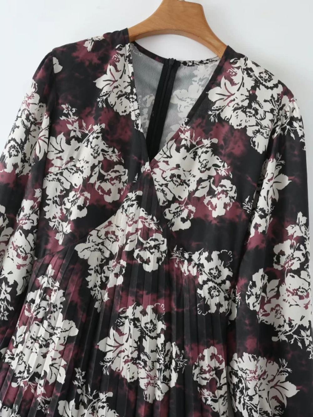 Spring Floral Crushed Double Layer Hem Dress
